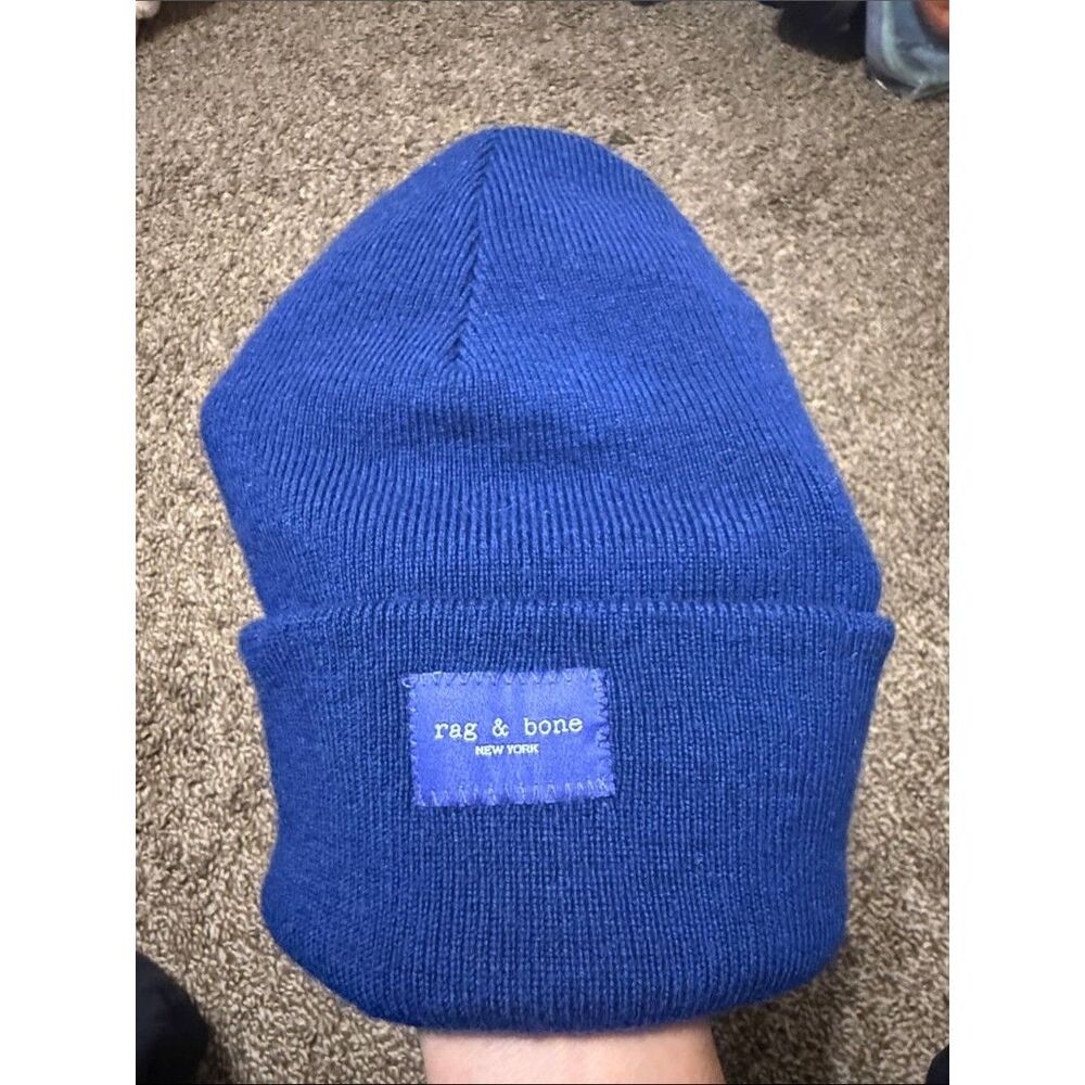 rag & bone unisex Royal Blue Knit Cuffed Beanie 89% Wool